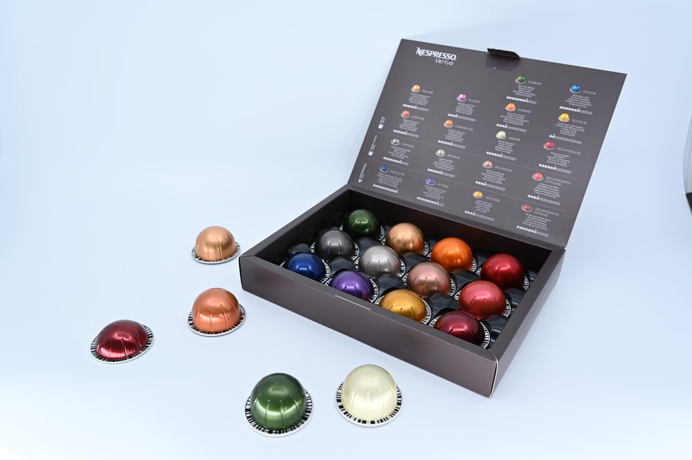 Nespresso Vertuo kapsle v otevřené krabičce